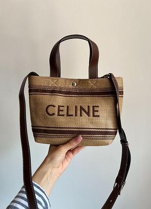 Сумка соломʼяна mini cabas in textile with raffia effect and calfskin 5