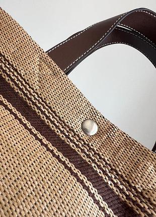Сумка соломʼяна mini cabas in textile with raffia effect and calfskin 6