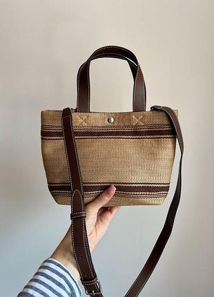 Сумка соломʼяна mini cabas in textile with raffia effect and calfskin 7