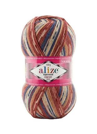 Пряжа superwash comfort арт.7841 5шт/уп меланж 25% поліамід 75% вовна 100г 420м тм alize