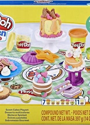 Набір для гри play-doh kitchen creations "солодкі торти" f2773 23 елементи солодощі