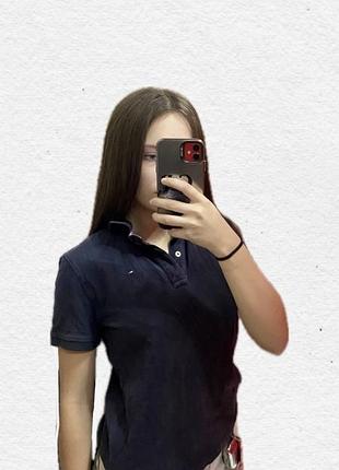 Поло tommy hilfiger темно-синє з коротким рукавом