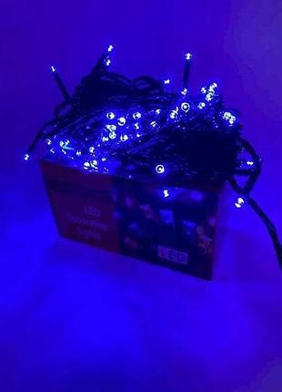 Гирлянда 180led синий 16м черн провод 220v 0370-18 тм prc
