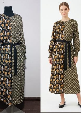 Wiesneck (michala wiesneck) дизайнерское платье миди/макси в стиле бохо, 100% вискозный твил, р. l