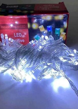 Гирлянда 80led белая 9м проволока двойка 220v 0370-8 тм prc