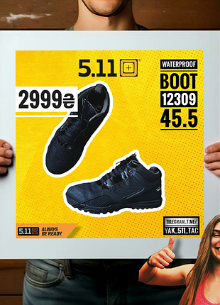 Черевики чоловічі 5.11 tactical waterproof boot 12309 чорні 45.5