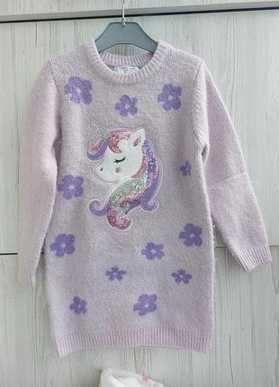 Теплое мягенькое платье primark для девочки 4-5р