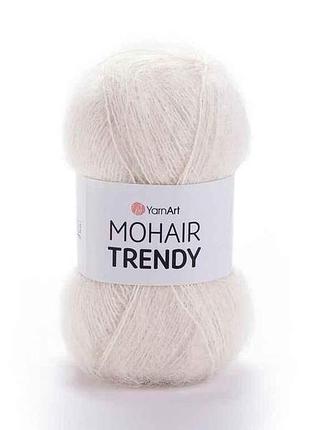 Пряжа mohair trendy молочний 50% мохер 50% акрил 220м 100г 5шт/уп 1003 тм yarnart