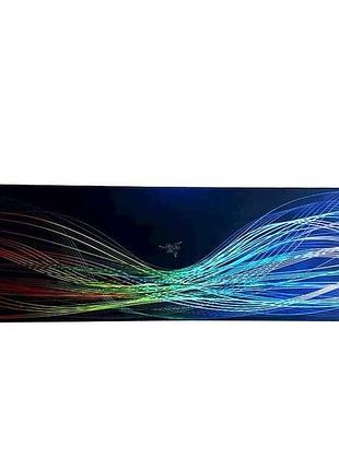 Килимок для мишки 800x300мм rgb хвилі 2 з боковою прошивкою антиковзаюча основа тм razer