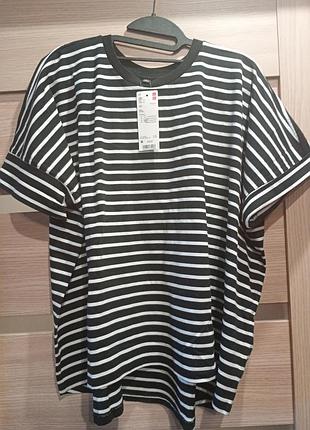 Футболка жіноча uniqlo в смужку чорно-біла розмір m-xxl