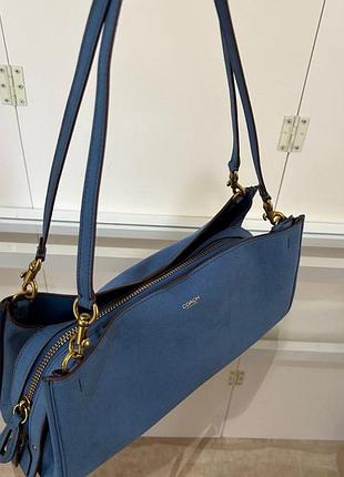 Сумка жіноча coach синя шкіряна 4