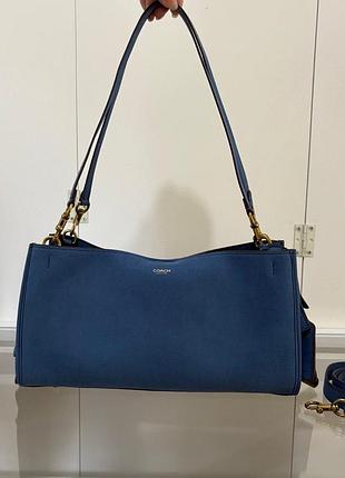 Сумка жіноча coach синя шкіряна