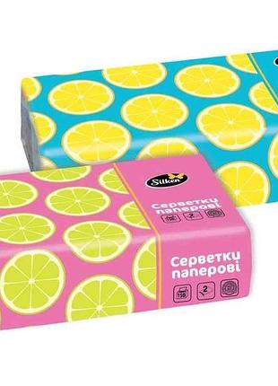 Салфетки косметические 150шт в пловцs лимоны 2слойы тм silken