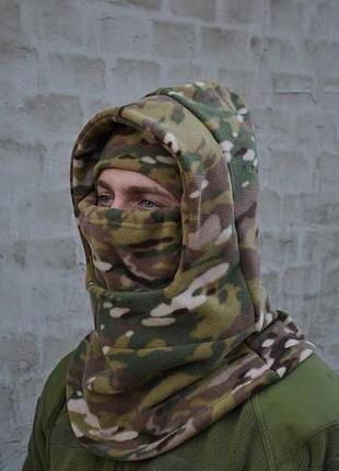 Тактична балаклава для військових флісова регульованою маскою на фіксаторах + шапка-підшоломник мультикам