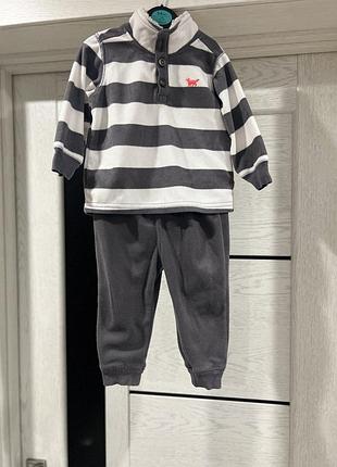 Костюм флісовий для хлопчика carter's, сірий у смужку, розмір 12m (72-78 см)