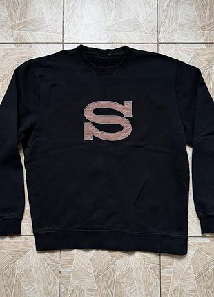 Свитшот vintage stussy sport mens large crewneck sweatshirt black big s applique logo