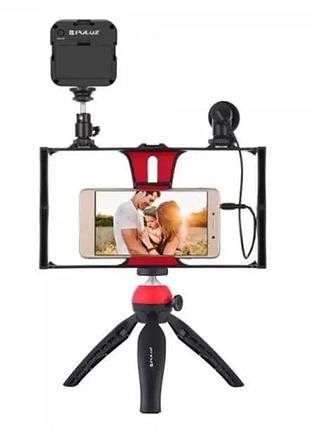 Комплект для влогинга video making kit ay49x для смартфона • набор для блогинга ay49x для смартфона с микрофоном и светом