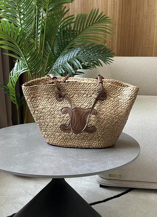 Сумка classic panier in raffia and calfskin