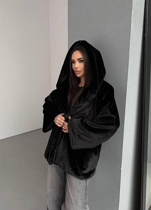 Накладной платеж ❤ шуба под пояс на запах с капишоном