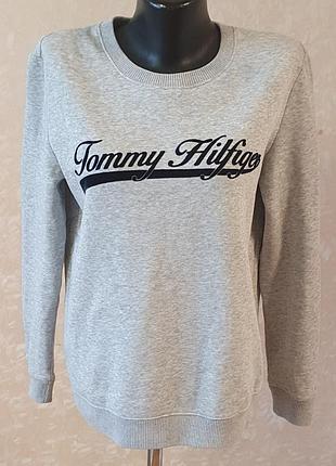 Оригінальний сірий світшот tommy hilfiger розмір xs жіночий світшот кофта на флісі