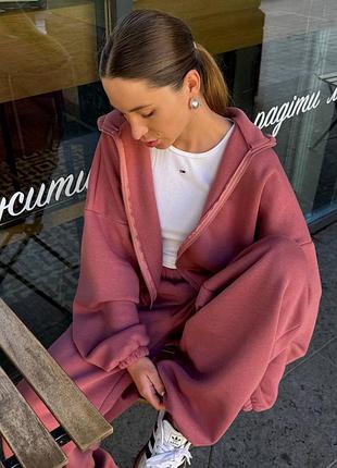 Костюм трехнитка флис хаки 2