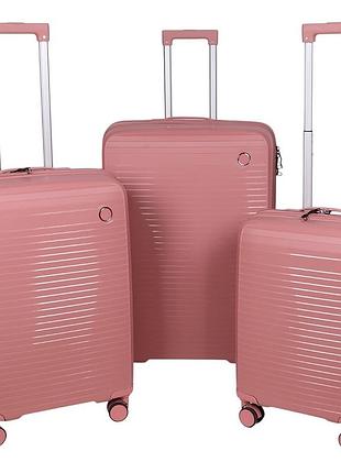 Набор дорожных чемоданов r42141-p из полипропилена 3 шт 20", 24" и 28" с tsa-замком пудровый