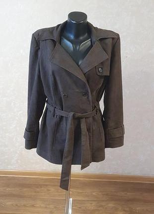 Короткий тренч куртка burton of london замшевая текстура размер 46 коричневый шоколадный