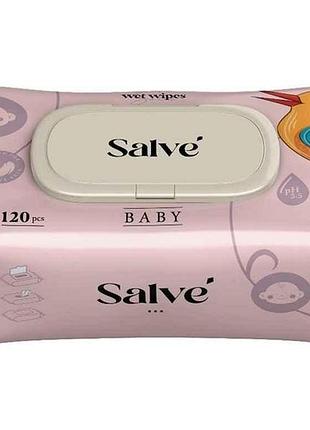 Влажные салфетки 120шт детские salve розовые (клапан) тм salve