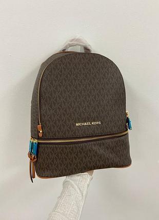Рюкзак michael kors large rhea logo backpack brown 3