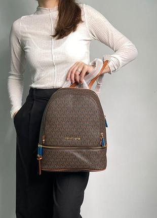 Рюкзак michael kors large rhea logo backpack brown 4