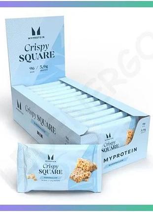 Хрусткий батончик зефірний crispy square 12x30g ванільний протеїновий перекус для тренувань та подорож sku_2024-11-0945