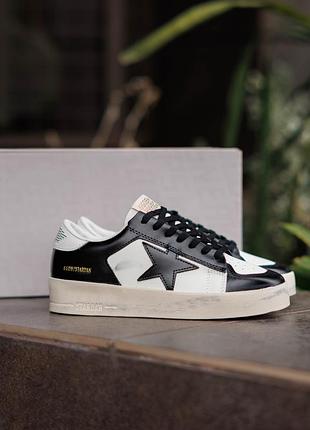 Golden goose ggdb stardan white black nd | біло-чорні шкіряні кеди | 36–41
