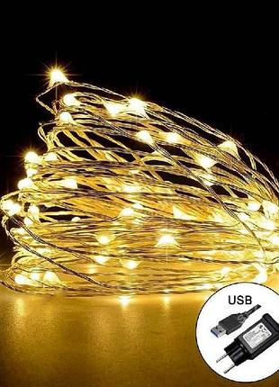 Гірлянда роса 200led реле 8 режимів теплий білий 20м 1902-07 тм китай