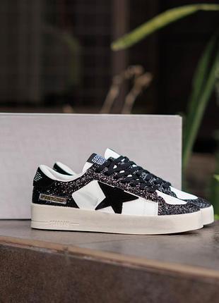 Golden goose ggdb stardan white black print | шкіряні кеди з принтом | 36–41