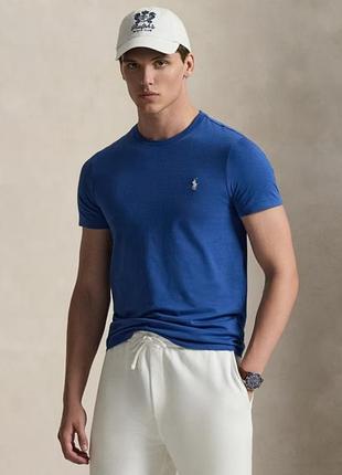 Футболка polo ralph lauren голубой меланж 100% хлопок, р. м