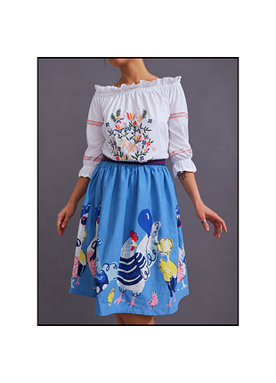 Юбка / юбка с изображением петушников / юбка с изображением цыпленок / cath kidston