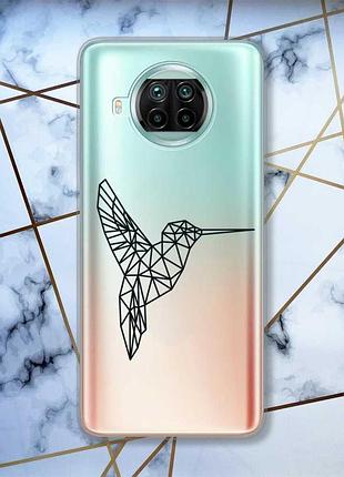 Прозрачный чехол на xiaomi mi 10t lite колибри (принт 122)