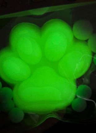 Игрушка неоновая таба лапка abc squish cat paw светится в темноте - таба сквиш антистресс для детей (l_13356)