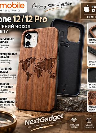 Чохол kwmobile для iphone 12 / 12 pro — дерев'яний, карта світу, коричневий