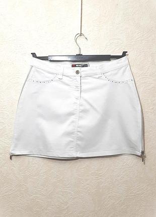 Revolt jeans турция юбка женская белая короткая в боковых швах молнии стрейч-котон