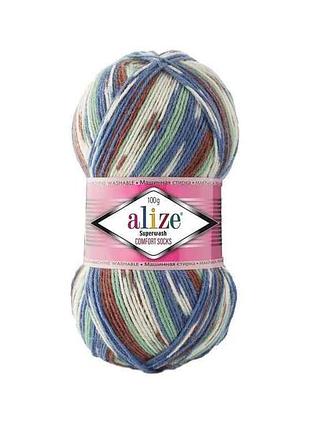 Пряжа superwash comfort арт.7653 5шт/уп меланж 25% поліамід 75% вовна 100г 420м тм alize