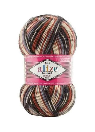Пряжа superwash comfort арт.7840 5шт/уп меланж 25% поліамід 75% вовна 100г 420м тм alize