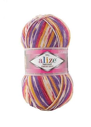 Пряжа superwash comfort арт.7655 5шт/уп меланж 25% поліамід 75% вовна 100г 420м тм alize