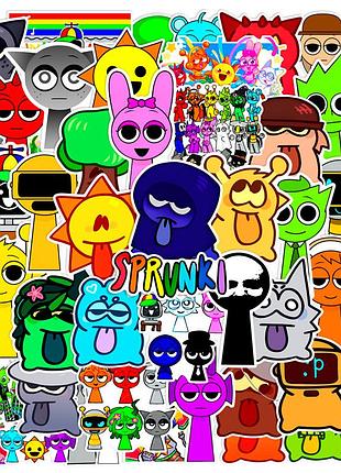 Игрушка спрунки - 50 наклеек персонажей incredibox sprunki для детей (l_13550)