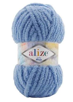 Пряжа softy mega 374 5шт/уп джинс 100% мікрополіестер 100г 70м тм alize