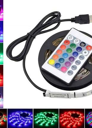 Гирлянда led лента rgb 5м пультом и переходником на usb 3528 (rv-23 тм китай