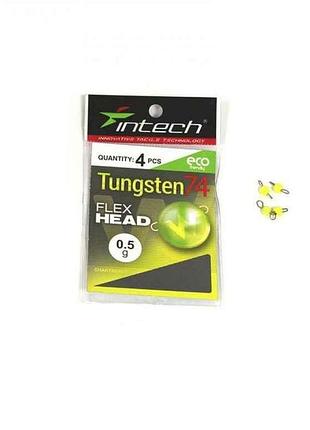 Груз чебурашка разборная 0,5г 4шт/уп tungsten 74 gloss chartreuse uv тм intech