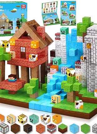 Игрушка магнитный конструктор горный ручей блоки майнкрафт 150 деталей my wull (minecraft) для детей (l_15647)