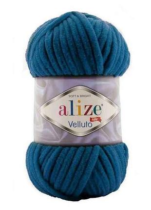 Пряжа velluto 646 5шт/уп петроль 100% мікрополіестер 100г 68м тм alize
