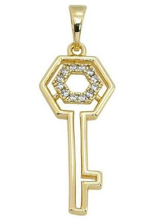 Кулон позолота 14k ключик с цирконом для цепочки до 5мм (153119) тм xuping